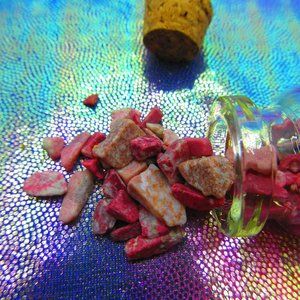 Pink Thulite Gemstone Chips In A Bottle Embellishments Natural Semi Precious